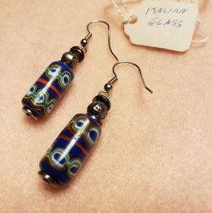 Italian Glass and Silver Plated Beaded Earrings